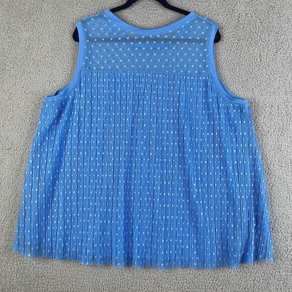Lane Bryant Blouse Womens 22/24 Blue Polka Dot Knit Sheer Sleeveless Lined - Picture 7 of 11